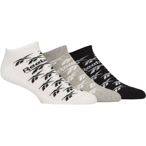 Mens and Ladies 3 Pair Essentials Cotton Trainer Socks White / Grey / Black 6.5-8 UK - Reebok - Modalova