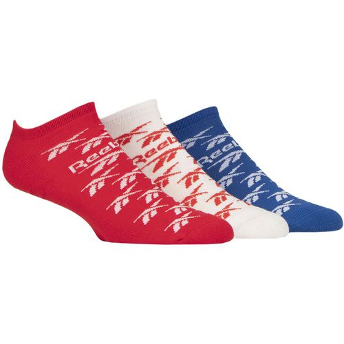 Mens and Ladies 3 Pair Essentials Cotton Trainer Socks / White / Blue 2.5-3.5 UK - Reebok - Modalova