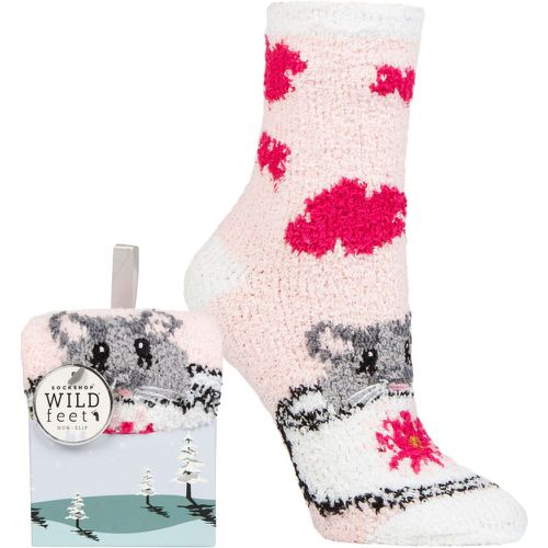 Ladies 1 Pair SOCKSHOP Wildfeet Gift Boxed Fluffy Slipper Socks Mouse in a Tea Cup 4-8 Ladies - Wild Feet - Modalova