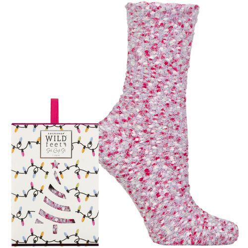 Ladies 1 Pair SOCKSHOP Christmas Gift Boxed Popcorn Bed Socks Lilac 4-8 - Wildfeet - Modalova