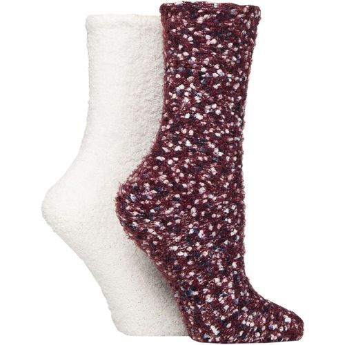 Women's 2 Pair SOCKSHOP Popcorn Cosy Lounge Socks Wine / Snow 4-8 - Wildfeet - Modalova