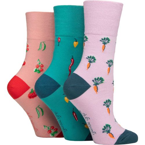 Women's 3 Pair Gentle Grip RHS Royal Horticultural Society Patterned Cotton Socks Vegetables 4-8 - SockShop - Modalova