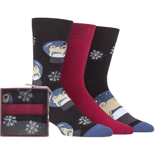 Mens 3 Pair SOCKSHOP Wildfeet Dogs Gift Boxed Socks Snow Globe Pug 7-11 Mens - Wild Feet - Modalova