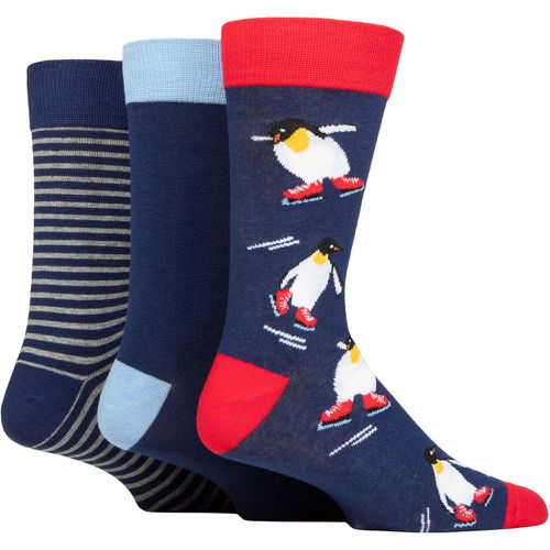 Mens 3 Pair SOCKSHOP Wildfeet Christmas Patterned Socks Penguin Ice Skating UK 7-11 - Wild Feet - Modalova