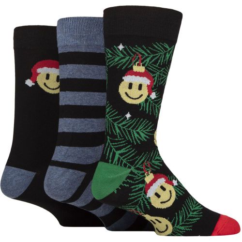 Mens 3 Pair SOCKSHOP Cotton Christmas Gift Socks Happy Baubles 7-11 - Wildfeet - Modalova