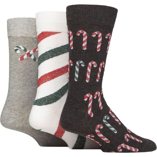 Mens 3 Pair SOCKSHOP Cotton Christmas Gift Socks Candy Canes 7-11 - Wildfeet - Modalova