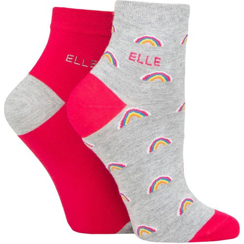 Ladies 2 Pair Bamboo Anklet Socks Bright Rainbow 4-8 Ladies - Elle - Modalova