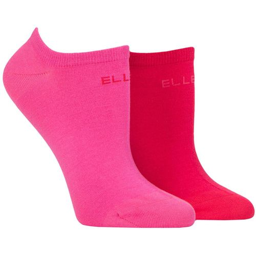 Women's 2 Pair Plain, Patterned and Striped Bamboo No Show Socks Cherry Fizz Plain 4-8 - Elle - Modalova