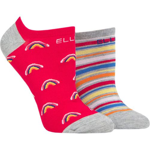 Women's 2 Pair Plain, Patterned and Striped Bamboo No Show Socks Bright Rainbow Patterned 4-8 Ladies - Elle - Modalova