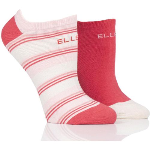 Pair Strawberry Sorbet Striped Bamboo No-Show Socks Ladies 4-8 Ladies - Elle - Modalova