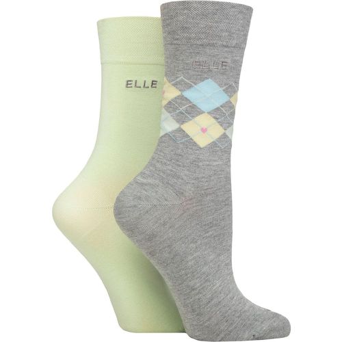 Ladies 2 Pair Elle Bamboo Patterned and Plain Socks Keylime Pie 4-8 - SockShop - Modalova