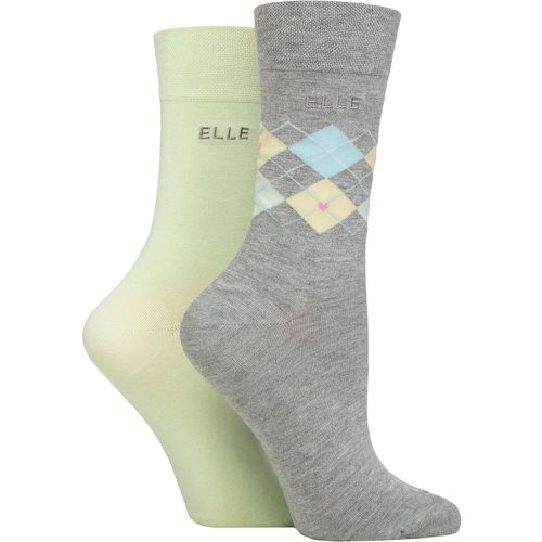 Women's 2 Pair Bamboo Patterned and Plain Socks Keylime Pie 4-8 - Elle - Modalova