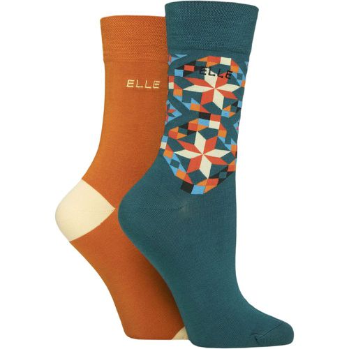 Women's 2 Pair Bamboo Patterned and Plain Socks Marmalade 4-8 - Elle - Modalova