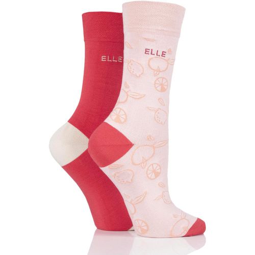 Pair Strawberry Sorbet Bamboo Patterned and Plain Socks Ladies 4-8 Ladies - Elle - Modalova