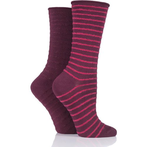 Pair Dark Ruby Stripe Bamboo Feather Striped Socks Ladies 4-8 Ladies - Elle - Modalova