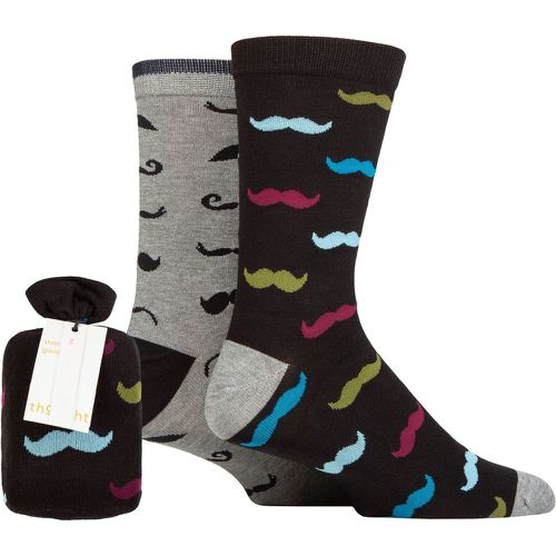 Mens 2 Pair Clayton Moustache Bamboo Gift Bagged Socks Multi 7-11 Mens - Thought - Modalova