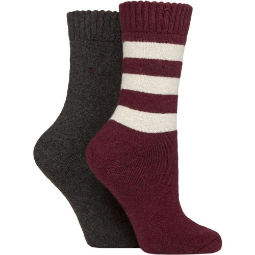 Women's 2 Pair Wool Mix Brushed Inside Boot Socks Merlot 4-8 - Elle - Modalova