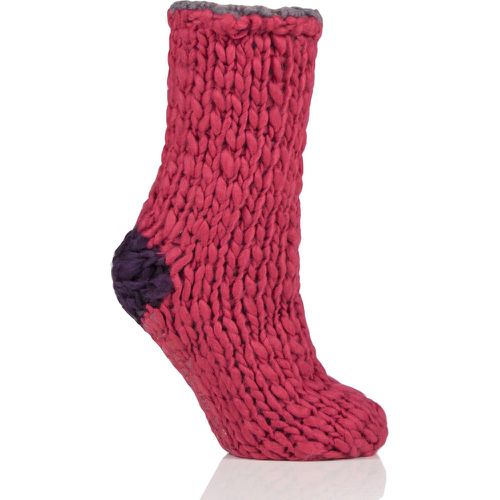Ladies 1 Pair Soft Hand Knitted Slipper Socks Winter Berry 4-8 Ladies - Elle - Modalova