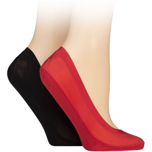 Pair Red / Black Smooth Nylon Shoe Liners Ladies 4-8 Ladies - Elle - Modalova