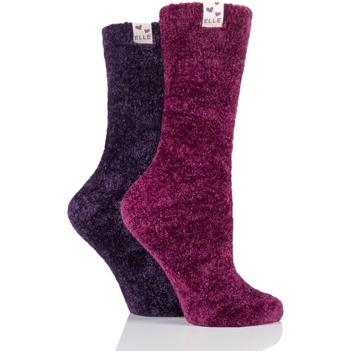 Women's 2 Pair Chenille Leisure Socks Blackbird 4-8 Ladies - Elle - Modalova