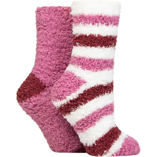 Ladies 2 Pair Fluffy and Cosy Blissful Bed Time Socks Smokey 4-8 - Elle - Modalova