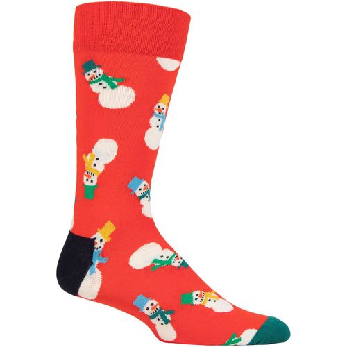 Mens and Ladies 1 Pair Snowman Socks Multi 7.5-11.5 Unisex - Happy Socks - Modalova
