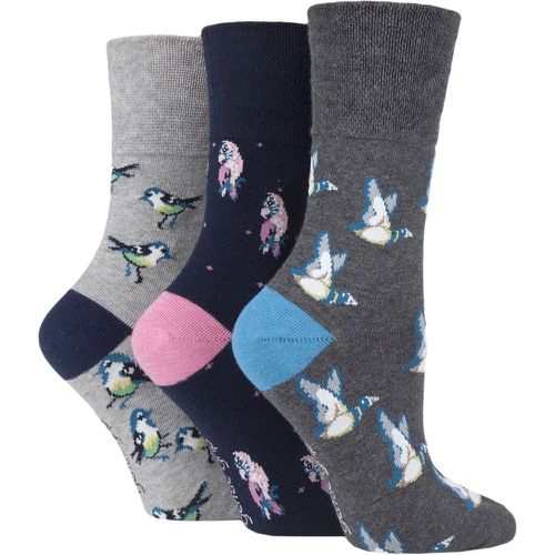 Ladies 3 Pair Fun Feet Socks Love Birds 4-8 Ladies - Gentle Grip - Modalova