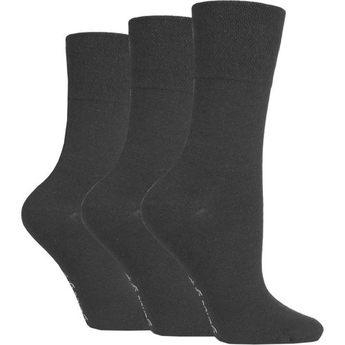 Ladies 3 Pair Plain Cotton Socks Charcoal 4-8 Ladies - Gentle Grip - Modalova