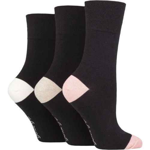 Ladies 3 Pair Cotton Patterned and Striped Socks Contrast Heel and Toe 4-8 Ladies - Gentle Grip - Modalova