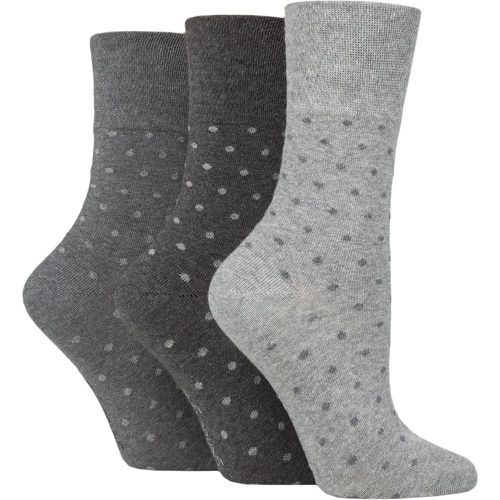 Ladies 3 Pair Cotton Patterned and Striped Socks Digital Dots Charcoal / 4-8 Ladies - Gentle Grip - Modalova