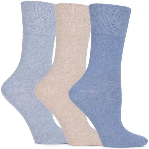 Ladies 3 Pair Eva Plain Cotton Socks Denim 4-8 Ladies - Gentle Grip - Modalova