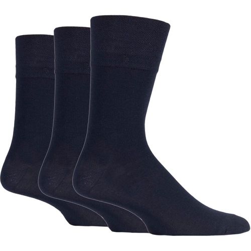 Mens 3 Pair Plain Cotton Socks Navy 6-11 Mens - Gentle Grip - Modalova