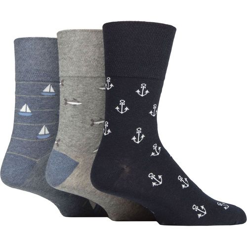 Mens 3 Pair Gentle Grip Cotton Holiday Socks Anchor / Boat / Shark 6-11 - SockShop - Modalova