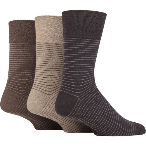 Mens 3 Pair Argyle Patterned and Striped Socks Stripe / Natural 6-11 - Gentle Grip - Modalova