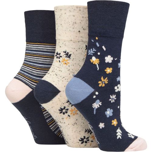 Ladies 3 Pair Patterned and Striped Socks Summer Ditsy Floral 4-8 - Gentle Grip - Modalova