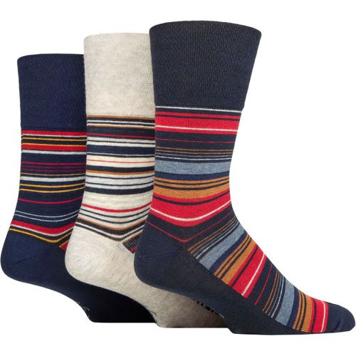 Mens 3 Pair Cotton Argyle Patterned and Striped Socks Cabana Ocean 6-11 - Gentle Grip - Modalova