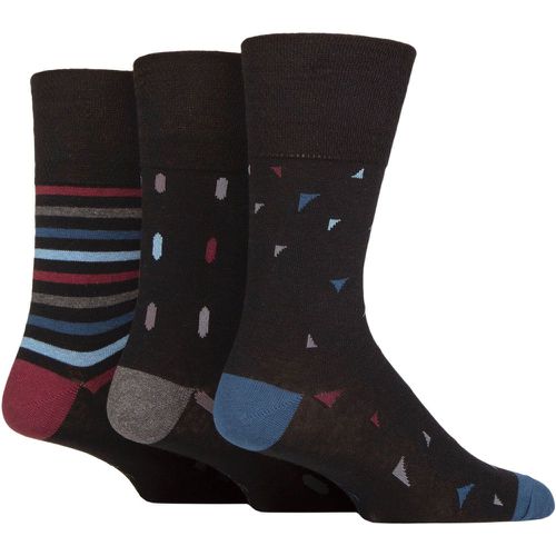 Mens 3 Pair Cotton Argyle Patterned and Striped Socks New World Geo 6-11 - Gentle Grip - Modalova