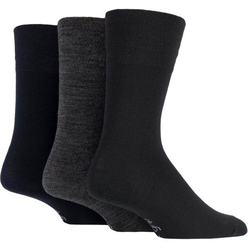 Mens 3 Pair Plain Bamboo Socks Black / Navy / Charcoal 6-11 Mens - Gentle Grip - Modalova