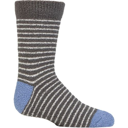 Kids 1 Pair Sammie Stripe and Spot Recycled Polyester Fluffy Socks Dark Marle 4-6 Years - Thought - Modalova