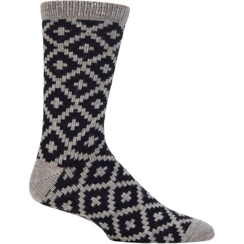 Mens 1 Pair Grady Patterned Wool Socks Mid Marle 7-11 - Thought - Modalova