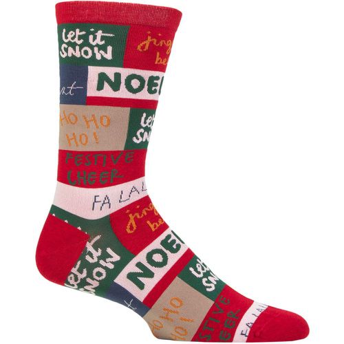 Mens 1 Pair Caleb Christmas Slogan Organic Cotton Socks Bright 7-11 - Thought - Modalova