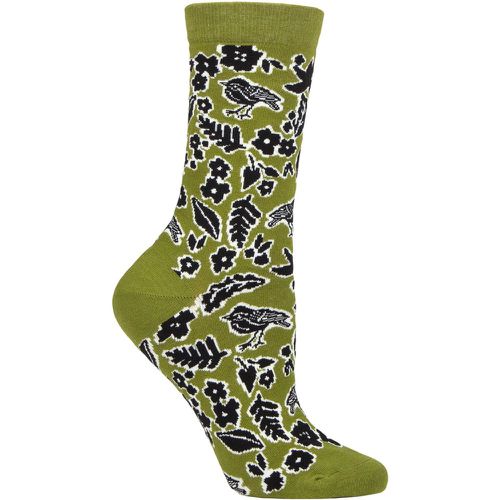 Women's 1 Pair Essie Forest Animals Organic Cotton Socks Olive 4-7 Ladies - Thought - Modalova