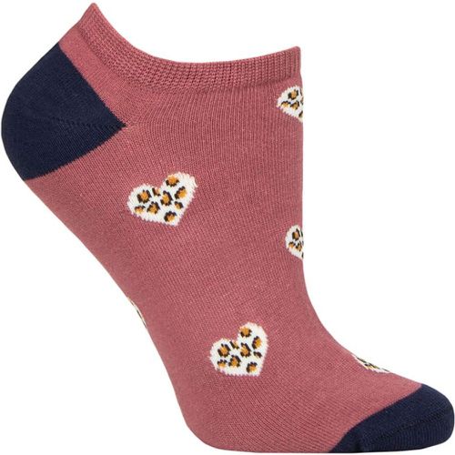 Ladies 1 Pair Lily Leopard Heart Bamboo and Organic Cotton Trainer Socks Rose 4-7 Ladies - Thought - Modalova