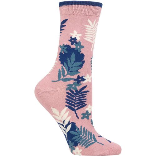 Women's 1 Pair Palm Leaf Bamboo and Organic Cotton Socks Blush 4-7 Ladies - Thought - Modalova