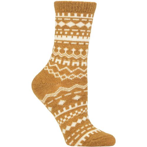Ladies 1 Pair Archa Patterned Wool Socks Straw 4-7 - Thought - Modalova
