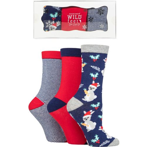 Women's 3 Pair SOCKSHOP Wildfeet Christmas Flat Gift Boxed Socks Bunnies 4-8 Ladies - Wild Feet - Modalova