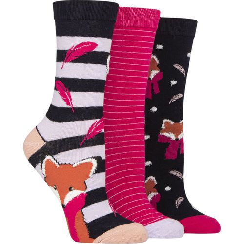 Ladies 3 Pair SOCKSHOP Cotton Novelty Patterned Socks Fox 4-8 - Wildfeet - Modalova