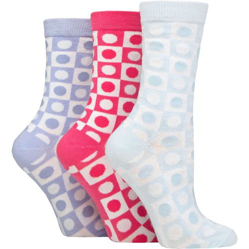 Ladies 3 Pair SOCKSHOP Cotton Novelty Patterned Socks Spotty Check Blue / Pink / Purple 4-8 - Wildfeet - Modalova