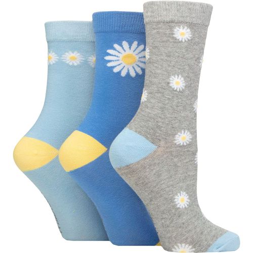 Ladies 3 Pair SOCKSHOP Cotton Novelty Patterned Socks Daisies 4-8 - Wildfeet - Modalova