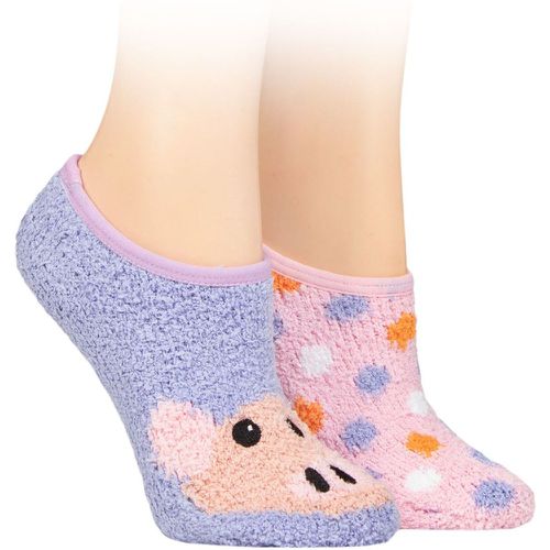 Ladies 2 Pair SOCKSHOP Wildfeet Animal and Patterned Cosy Slipper Socks with Grip Pig 4-8 UK - Wild Feet - Modalova